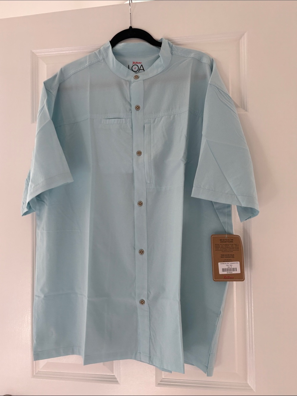 Rail Riders Men’s Pale Blue Short-Sleeve Button-Down  Breathable Shirt